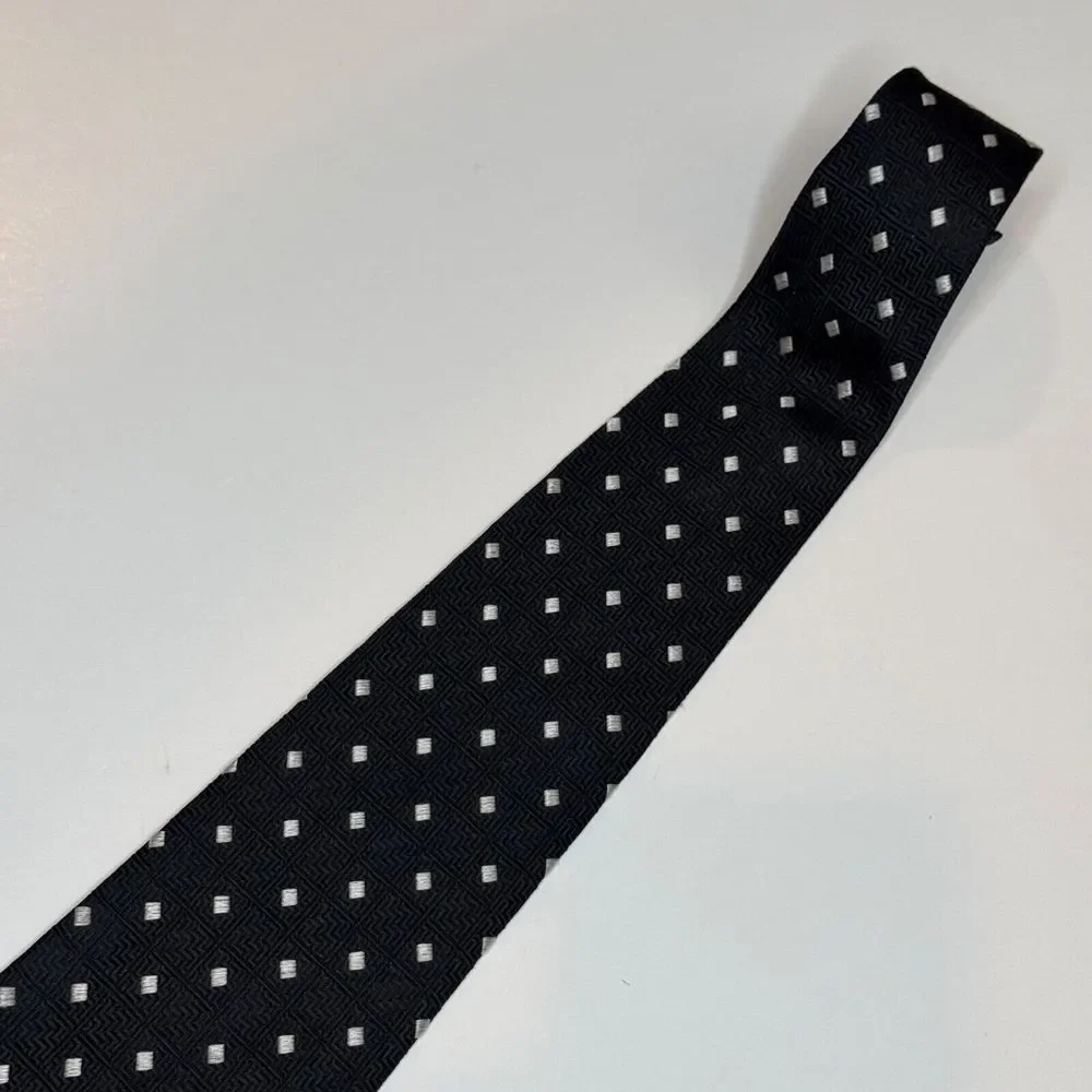 RICK PALLACK 100% Silk Tie Black w. Silver Made in Italy‎ Business Office